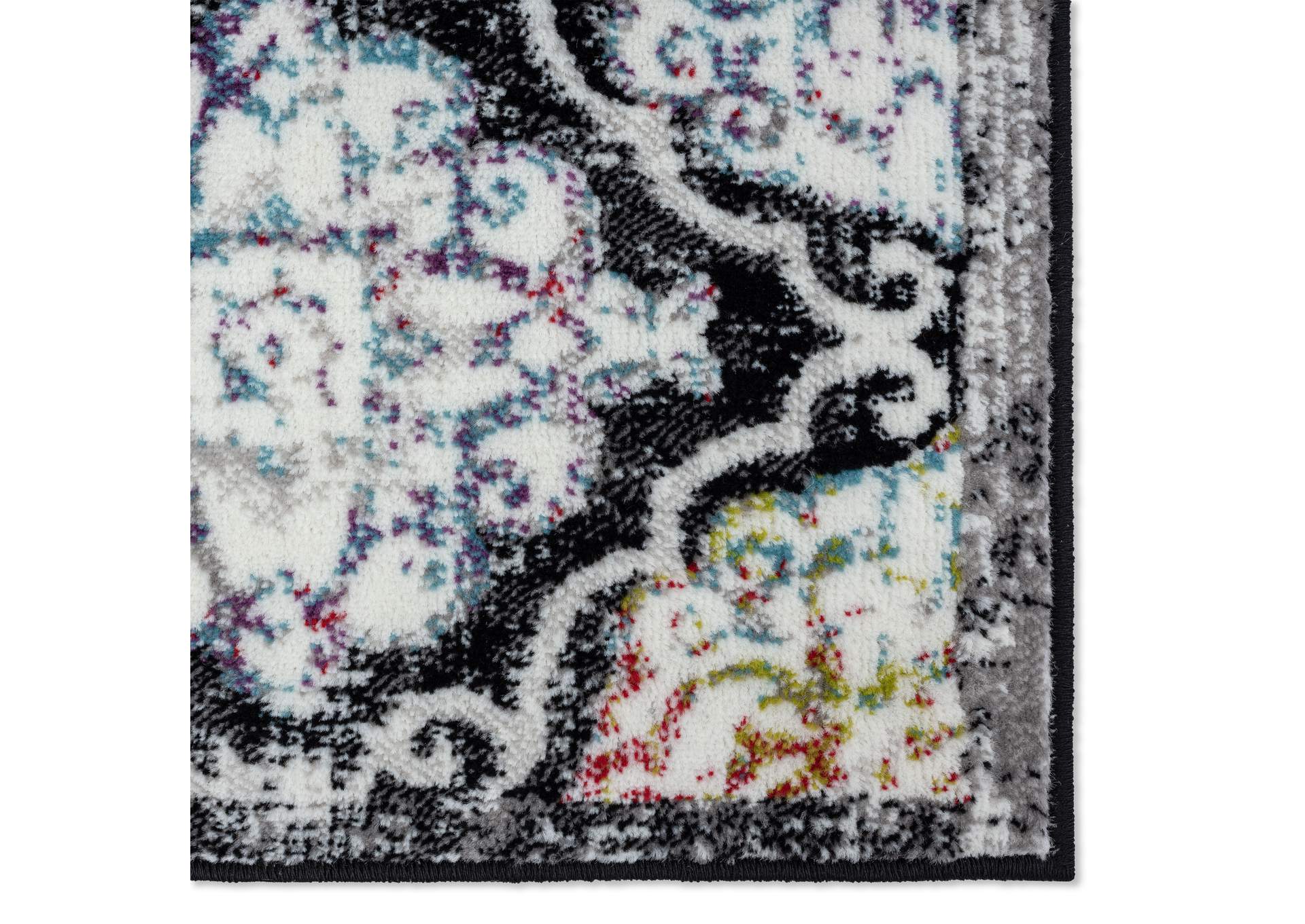 Boho Andorra Area RugBlack/Pink, 5'2"x7'2",Home Dynamix