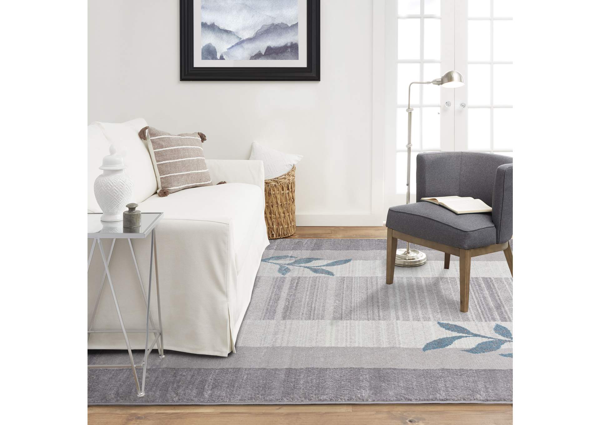 Royalty Clover Area Rug Gray/Blue, 5'2"X7'2",Home Dynamix