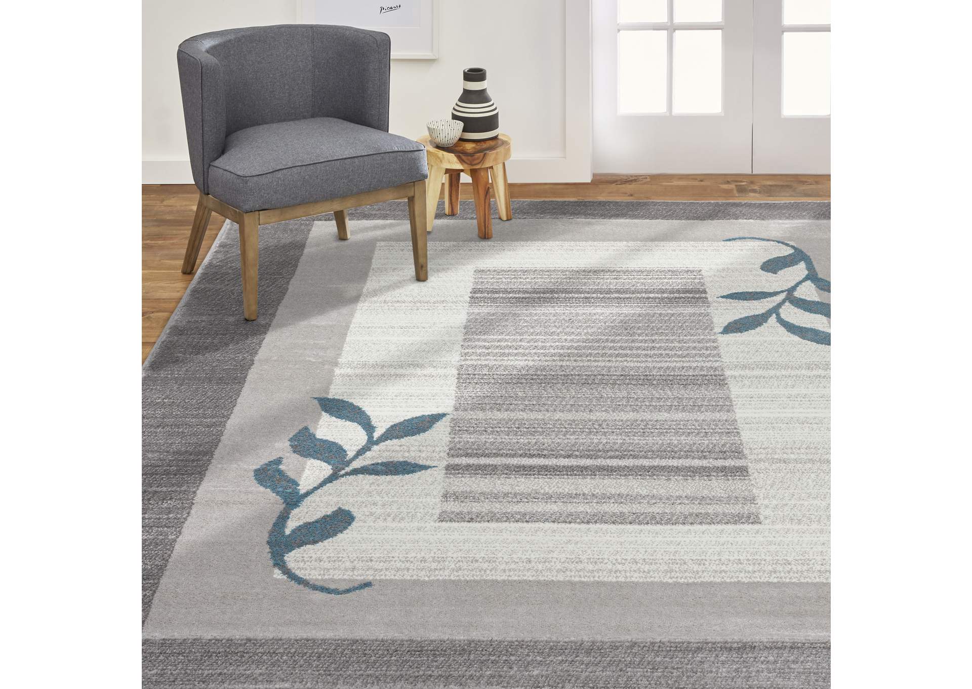 Royalty Clover Area Rug Gray/Blue, 5'2"X7'2",Home Dynamix