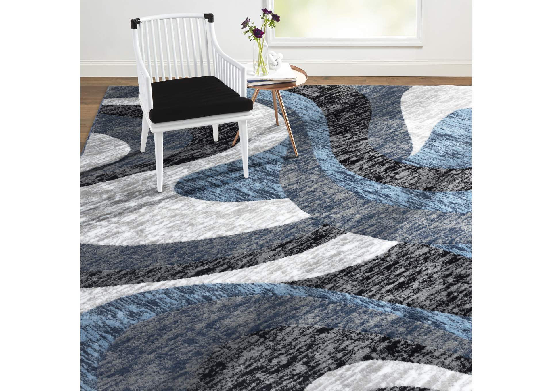 Catalina Huron Area Rug Blue/Gray, 5'3"x7'2",Home Dynamix