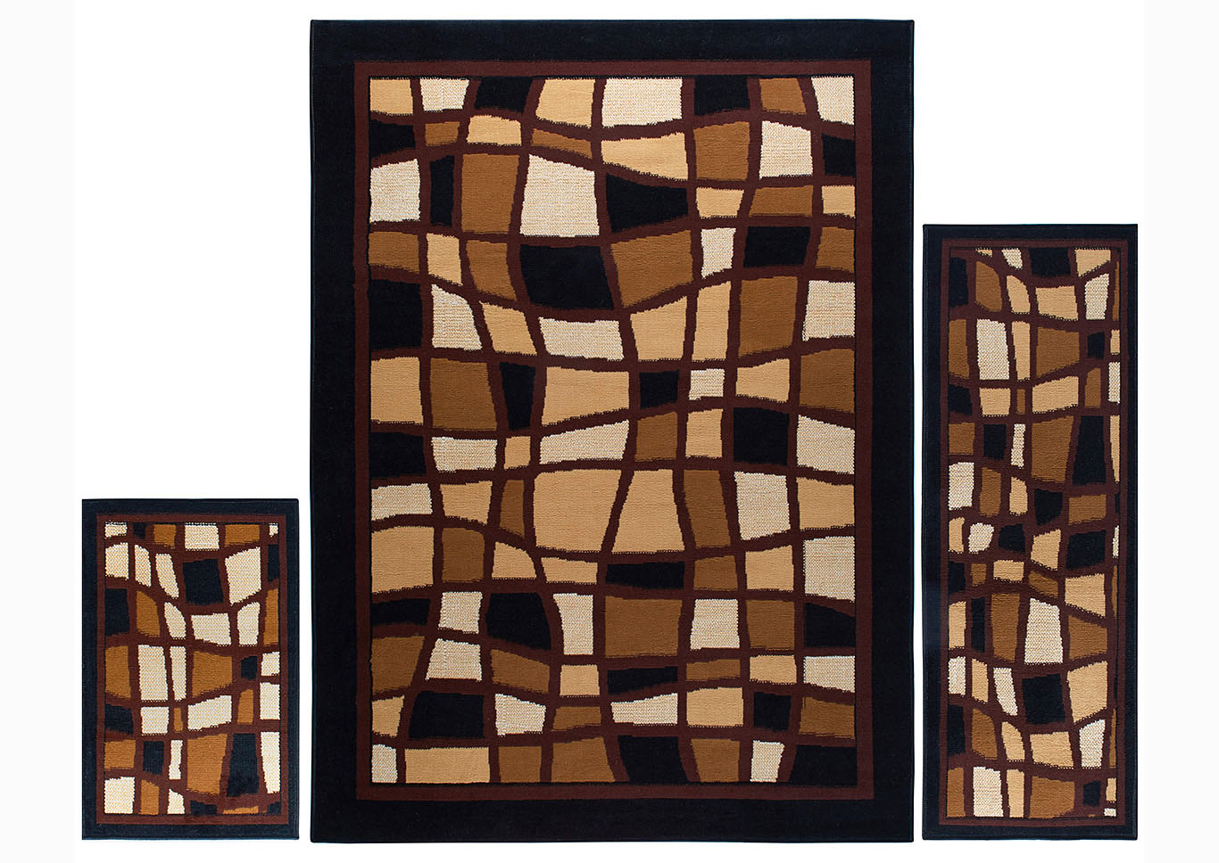 Home Dynamix Ariana Balboa Contemporary Area Rug 3 Piece Set Geometric Black/Brown/Beige,Home Dynamix