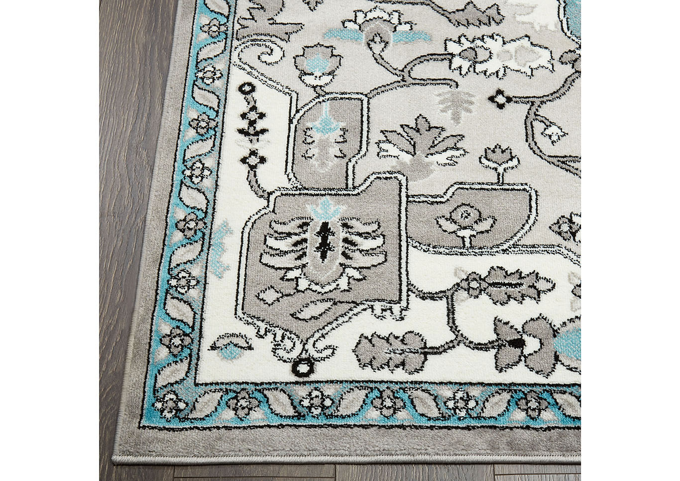 Home Dynamix Boho Andorra Transitional Damask Area Rug, Grey/Blue