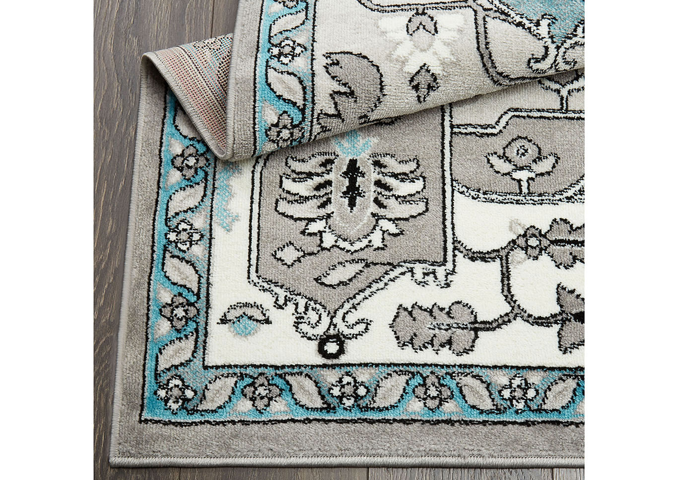 Home Dynamix Boho Devona Transitional Area Rug 7'9"x10'2" Border Gray/Aqua/Ivory,Home Dynamix