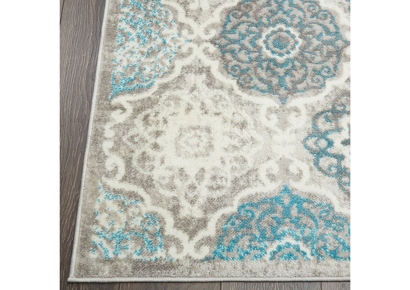 Boho Andorra Gray-Blue Area Rug,Home Dynamix