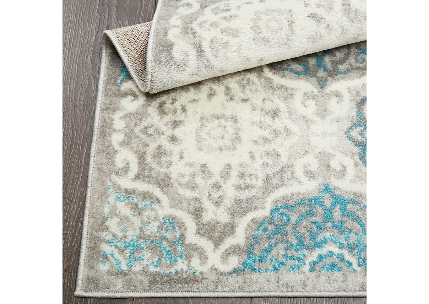 Boho Andorra Gray-Blue Area Rug,Home Dynamix