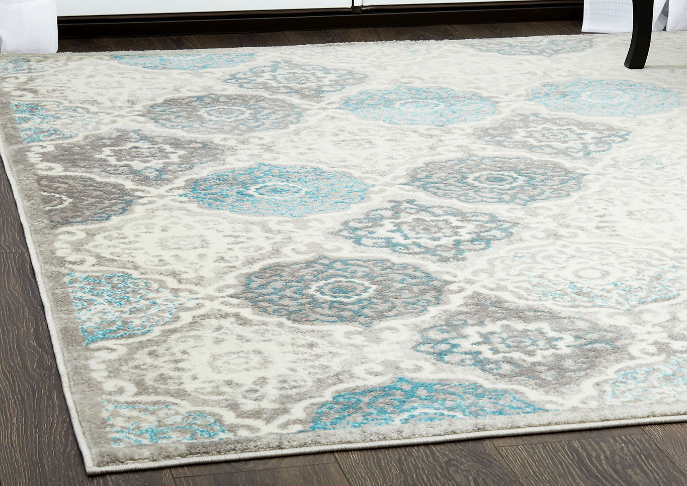 Boho Andorra Gray-Blue Area Rug,Home Dynamix