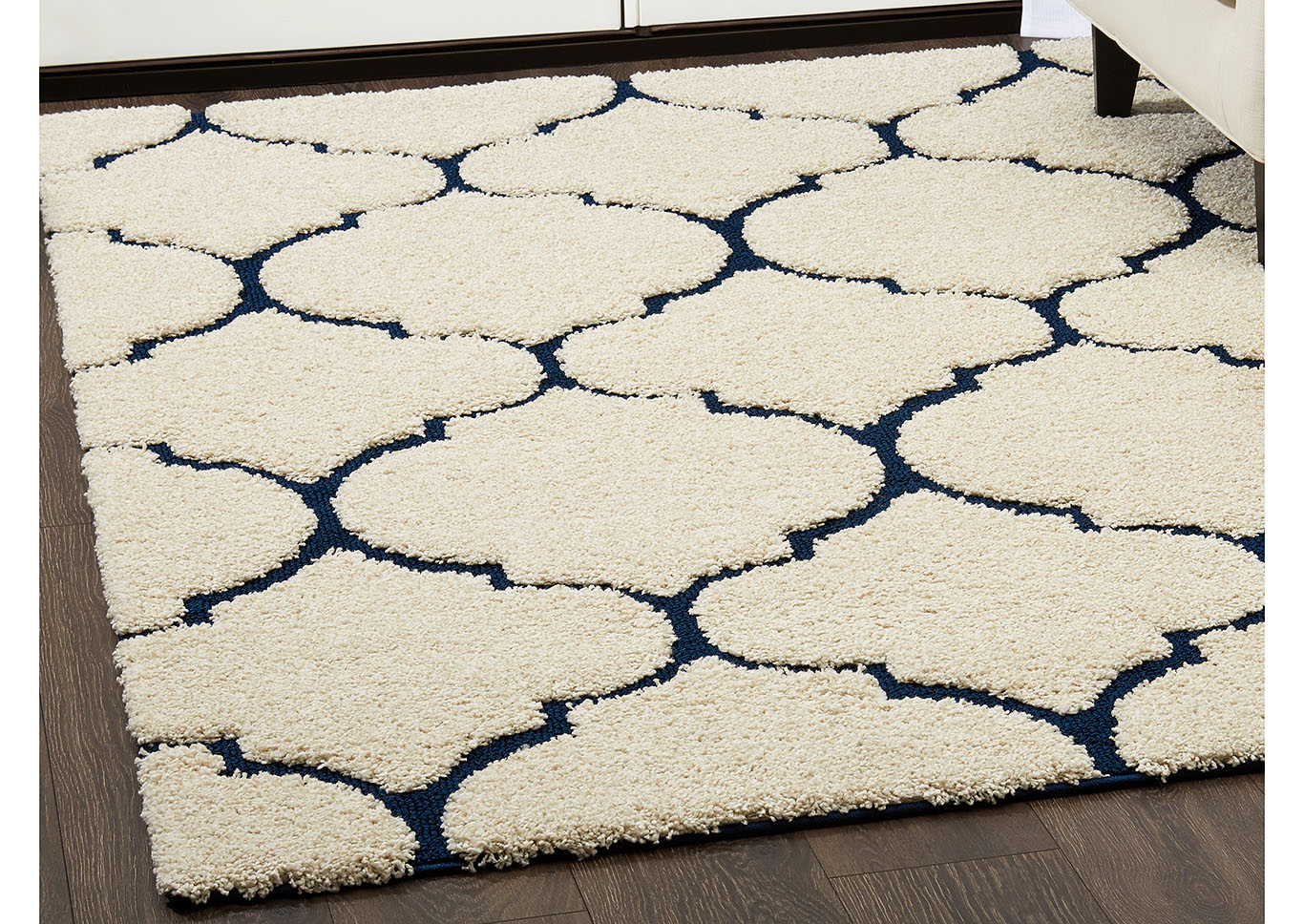 Home Dynamix Canyon Henderson Shag Area Rug 5'2"x7'2" Trellis Cream/Navy Blue,Home Dynamix