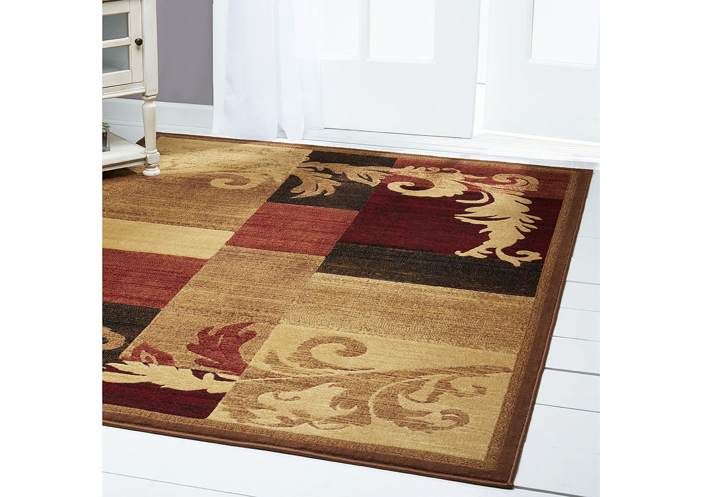 Catalina Pierre Brown-Red Area Rug,Home Dynamix