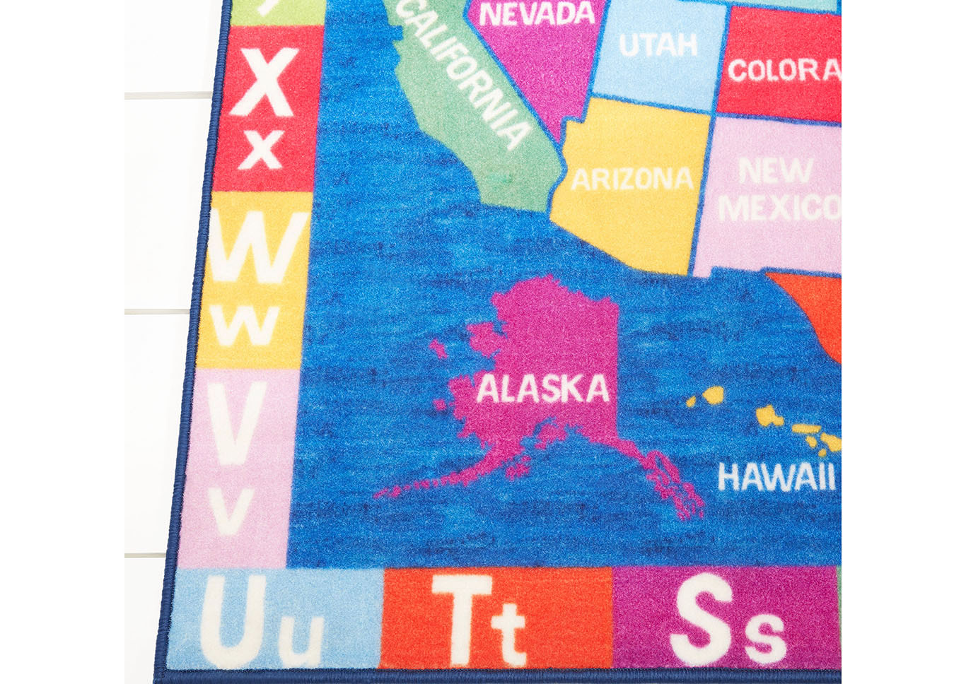 Home Dynamix Eric Carle Elementary USA Map Kids Kids Area Rug 6'6"x9'5" Educational Blue/Red/Yellow,Home Dynamix