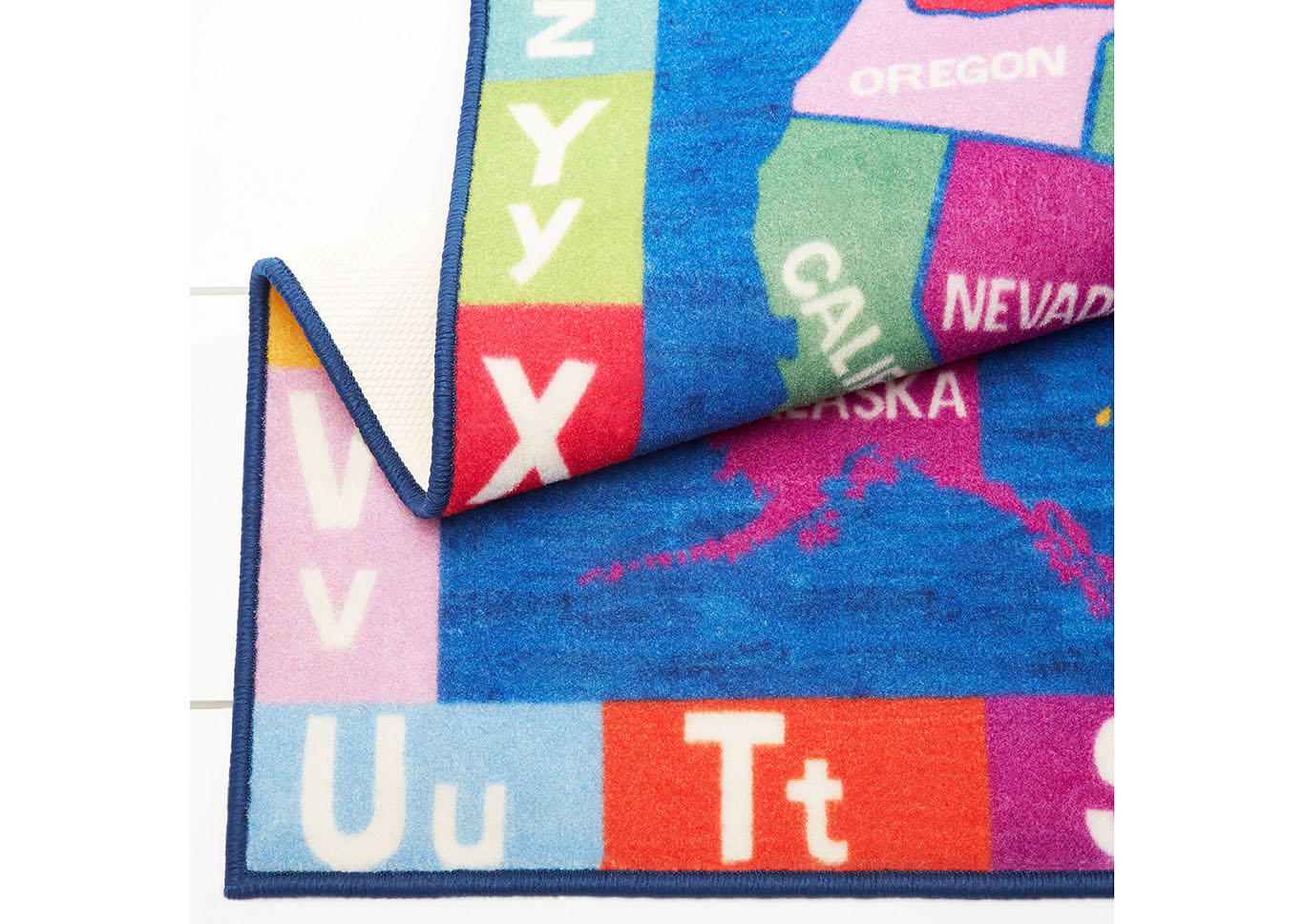 Home Dynamix Eric Carle Elementary USA Map Kids Kids Area Rug 6'6"x9'5" Educational Blue/Red/Yellow,Home Dynamix
