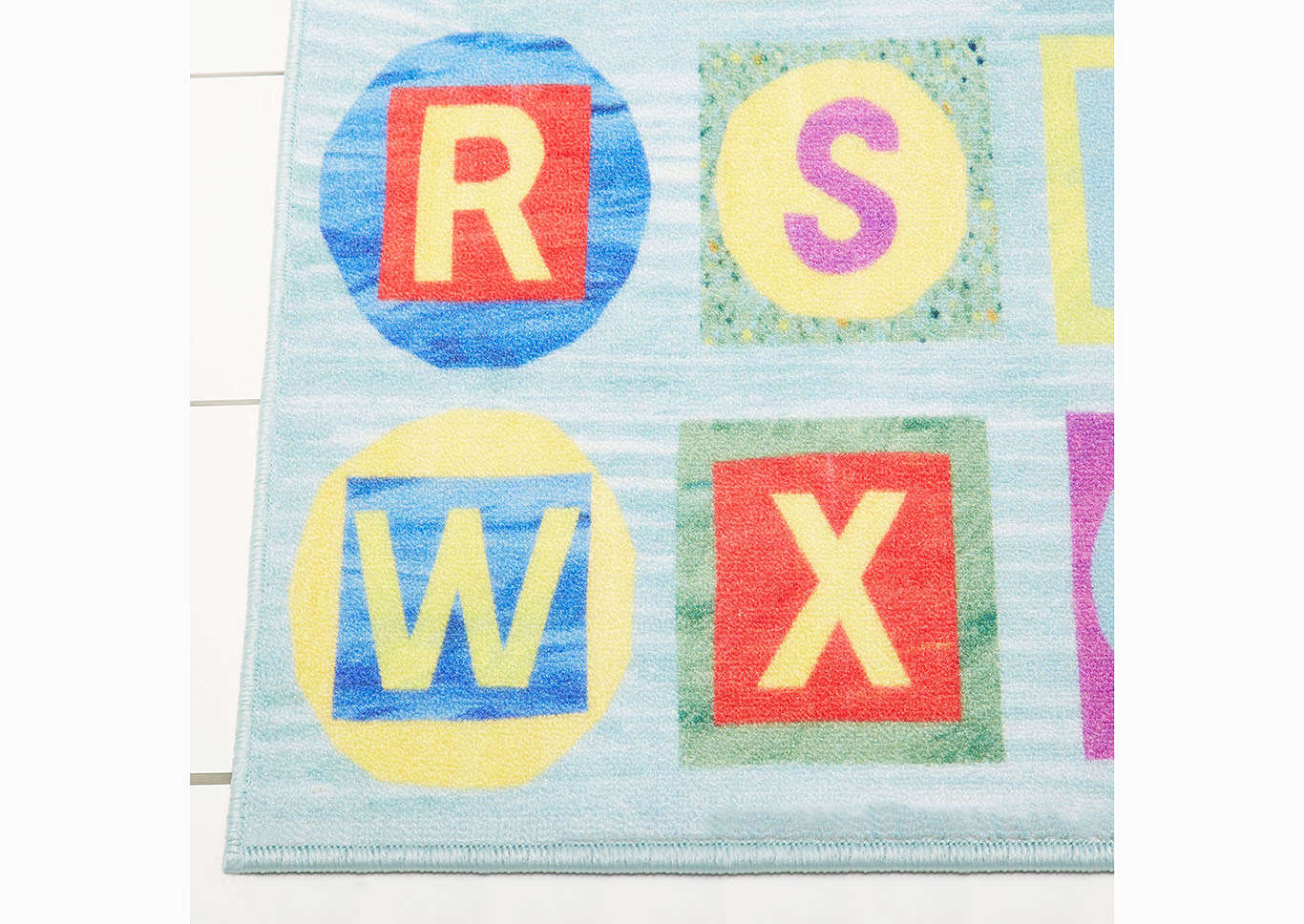 Home Dynamix Eric Carle Elementary Blue Alphabet Blocks Kids Kids Area Rug 6'6"x9'5" Educational Blue/Red/Yellow,Home Dynamix