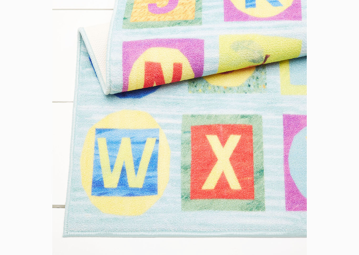 Home Dynamix Eric Carle Elementary Blue Alphabet Blocks Kids Kids Area Rug 6'6"x9'5" Educational Blue/Red/Yellow,Home Dynamix