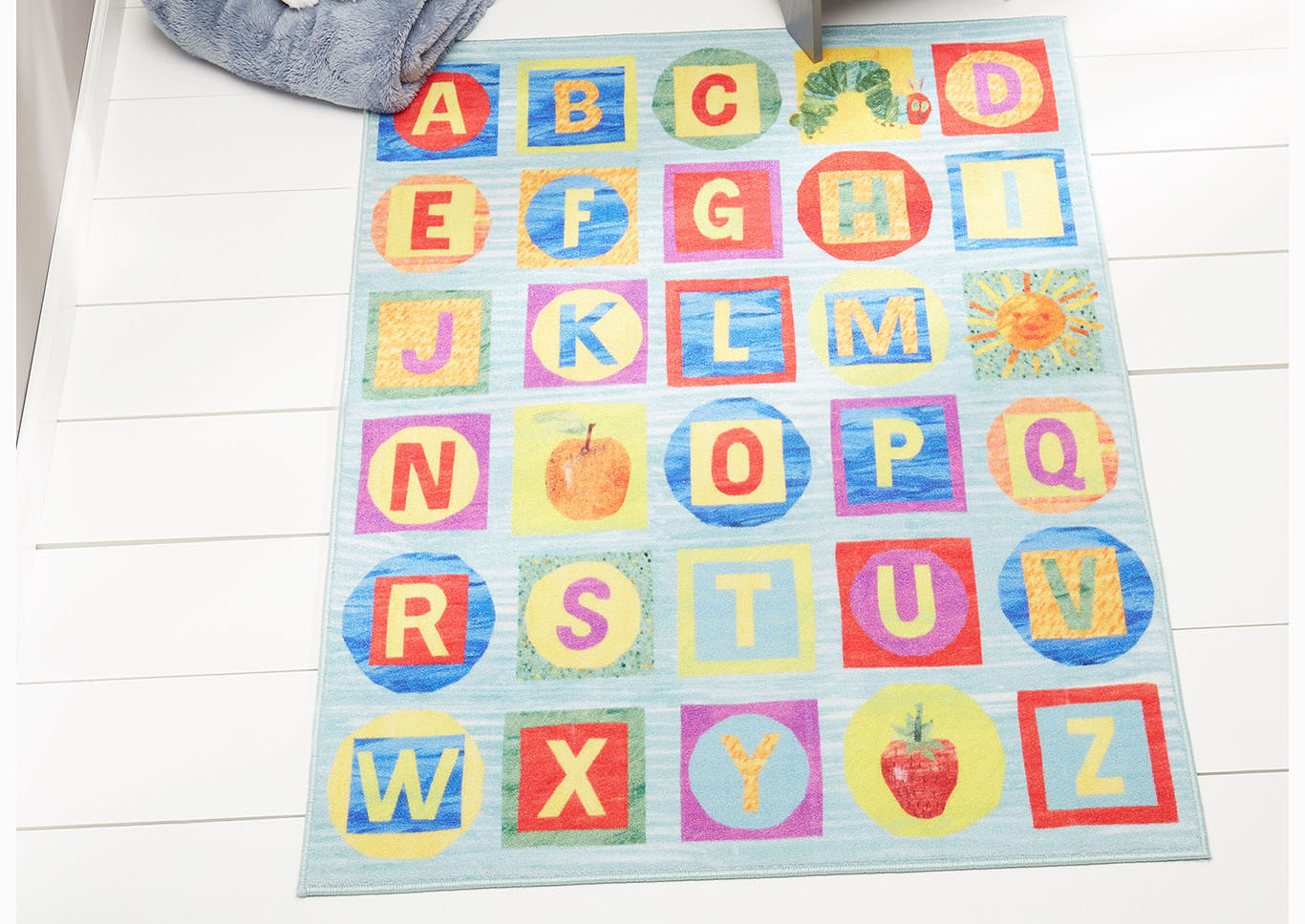 Home Dynamix Eric Carle Elementary Blue Alphabet Blocks Kids Kids Area Rug 6'6"x9'5" Educational Blue/Red/Yellow,Home Dynamix