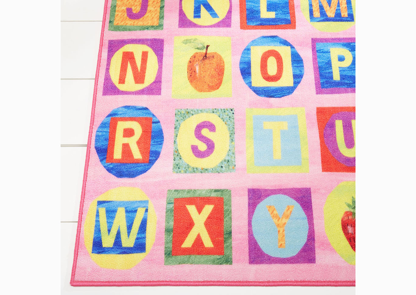 Home Dynamix Eric Carle Elementary Pink Alphabet Blocks Kids Kids Area Rug 4'11"x6'6" Educational Pink/Blue/Yellow,Home Dynamix