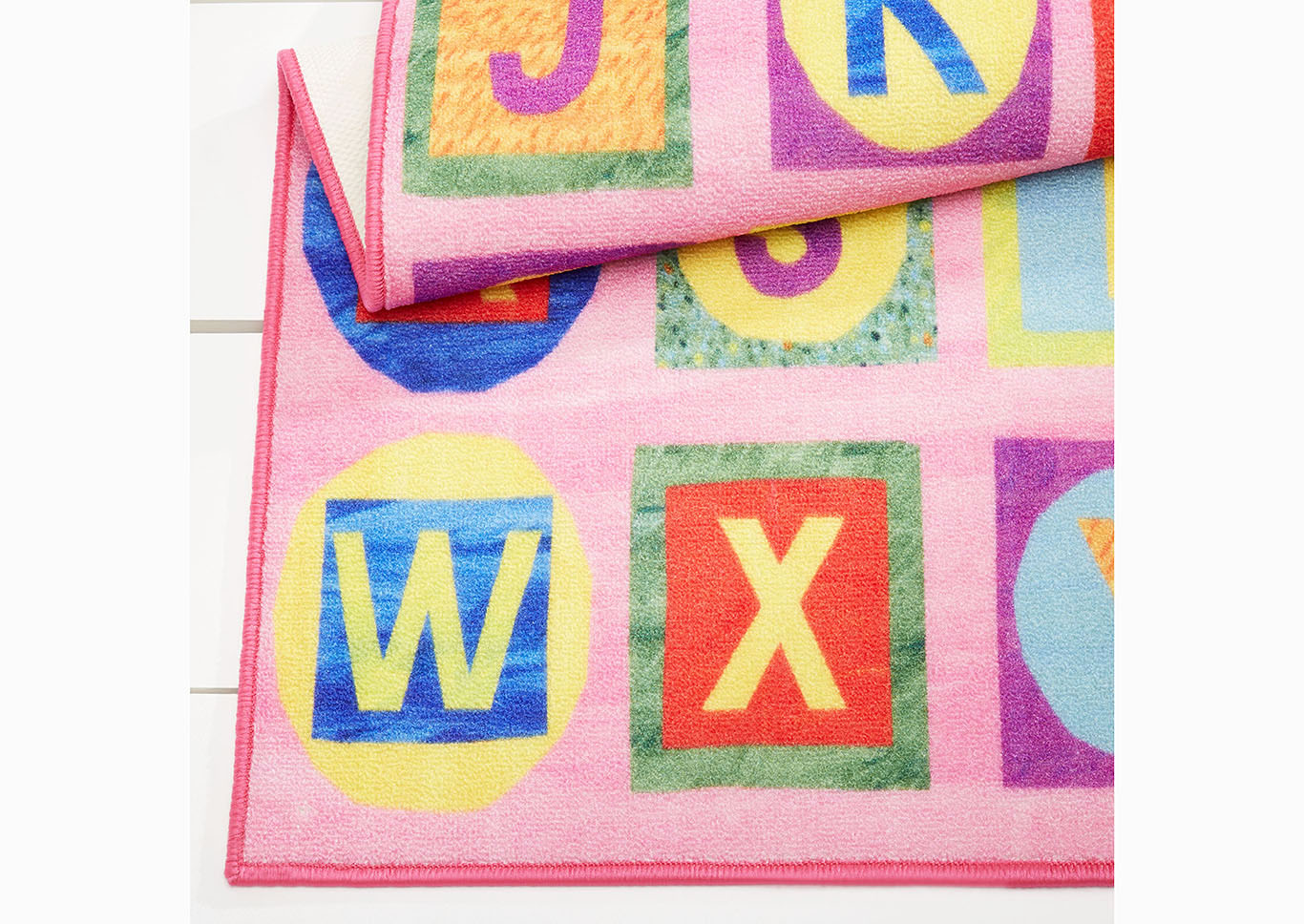 Home Dynamix Eric Carle Elementary Pink Alphabet Blocks Kids Kids Area Rug 4'11"x6'6" Educational Pink/Blue/Yellow,Home Dynamix