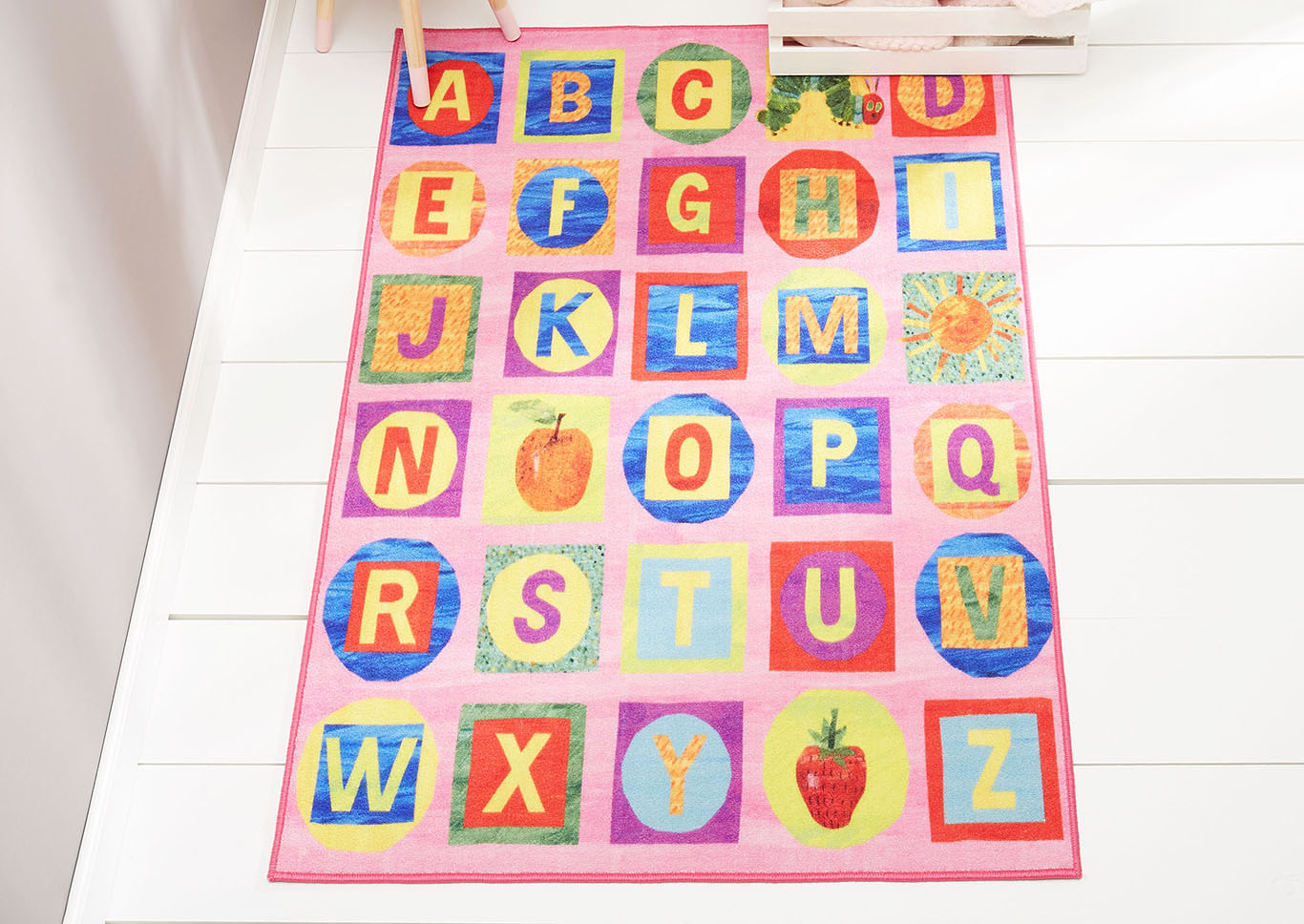 Home Dynamix Eric Carle Elementary Pink Alphabet Blocks Kids Kids Area Rug 4'11"x6'6" Educational Pink/Blue/Yellow,Home Dynamix