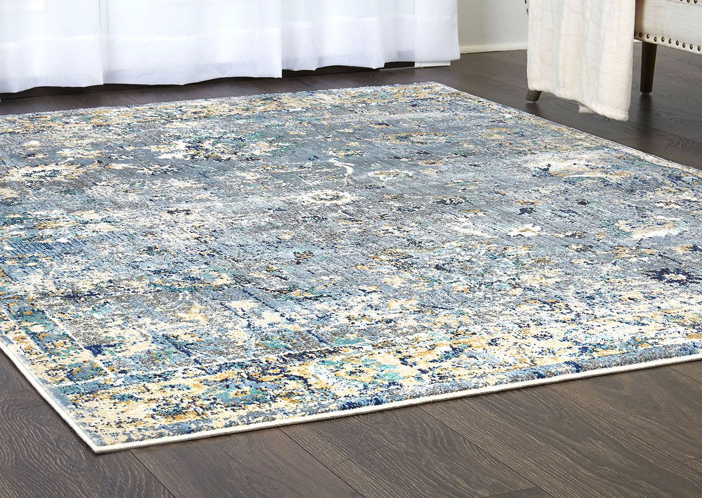 Home Dynamix Shabby Chic Heritage Hosking Bohemian Area Rug 5'2"x7'2" Medallion Gray/Blue,Home Dynamix
