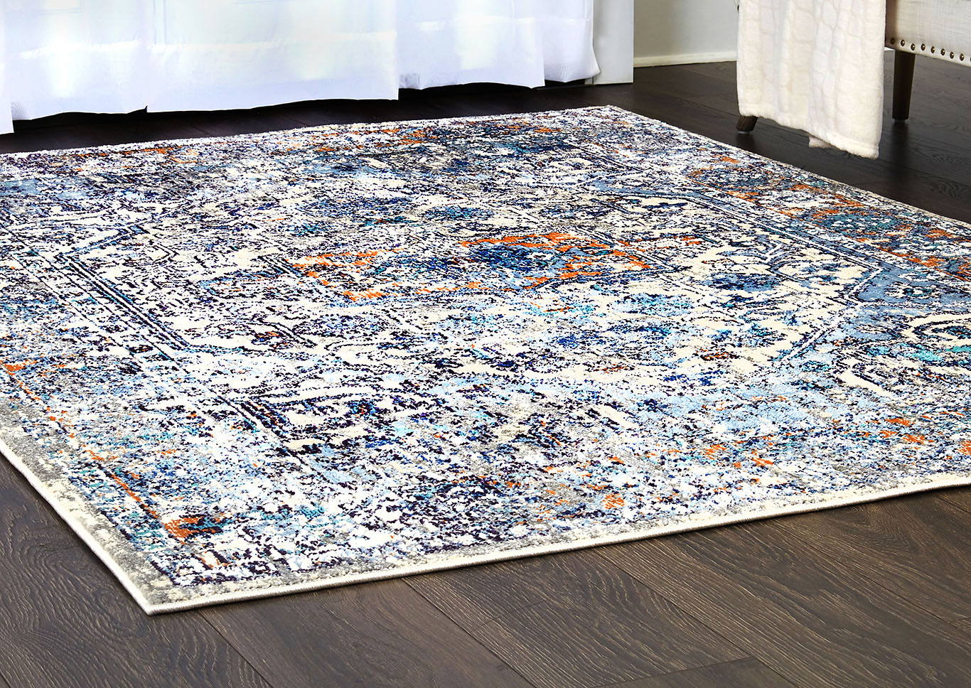 Home Dynamix Shabby Chic Heritage Newburyport Bohemian Area Rug 5'2"x7'2" Medallion Blue/Blue/Rust,Home Dynamix