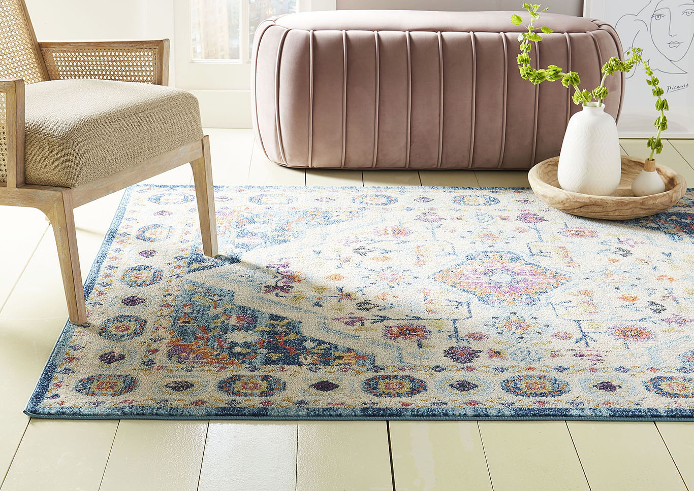 Bella Safaa Blue-Ivory Area Rug,Home Dynamix