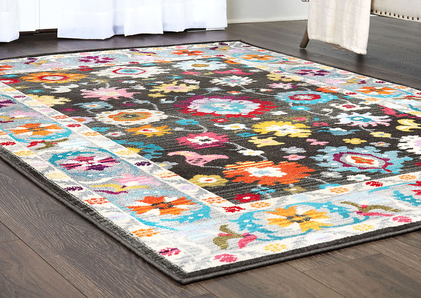 Home Dynamix Trina Trina Turk Melody Vaughn Traditional Area Rug 2'2"x7'6" Damask Gray/Blue/Yellow,Home Dynamix