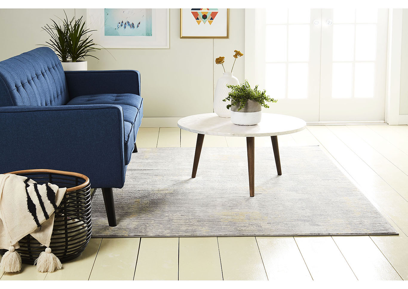 Melrose Lorenzo Gray-Mustard Area Rug,Home Dynamix