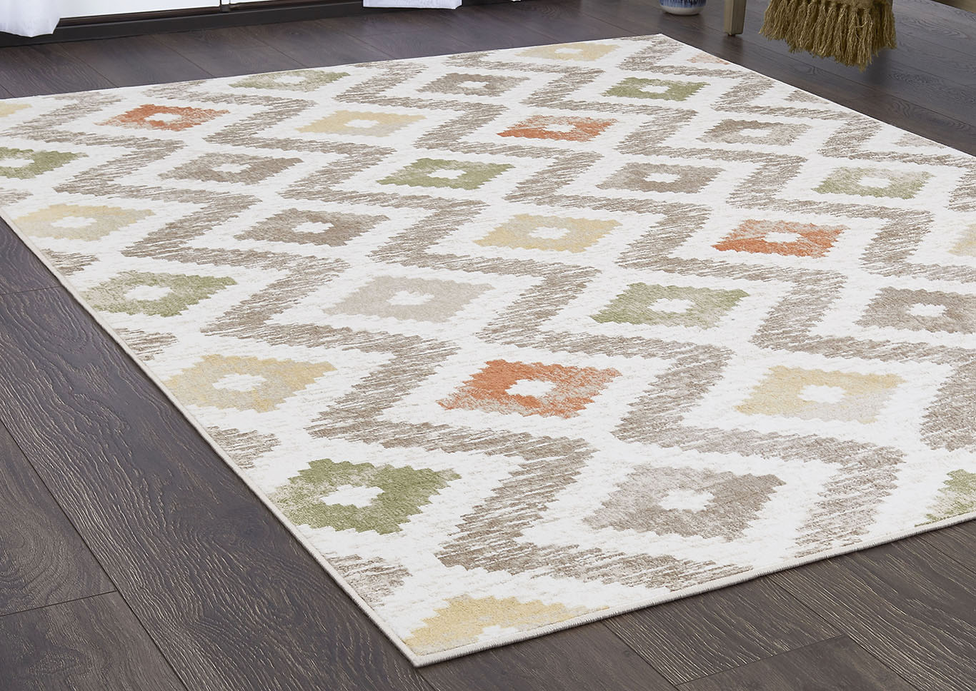 Home Dynamix Melrose Maritza Bohemian Area Rug 6'6"x9'6" Geometric Ivory/Orange,Home Dynamix