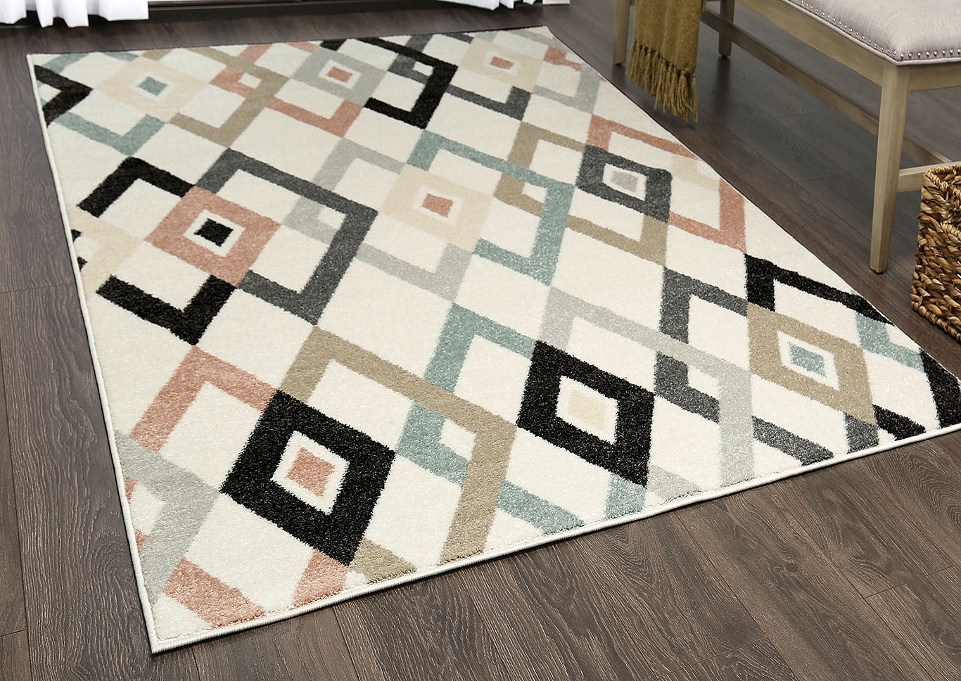 Home Dynamix New Weave Allyson Contemporary Area Rug 5'2"x7'2" Geometric Ivory/Blue/Gray,Home Dynamix