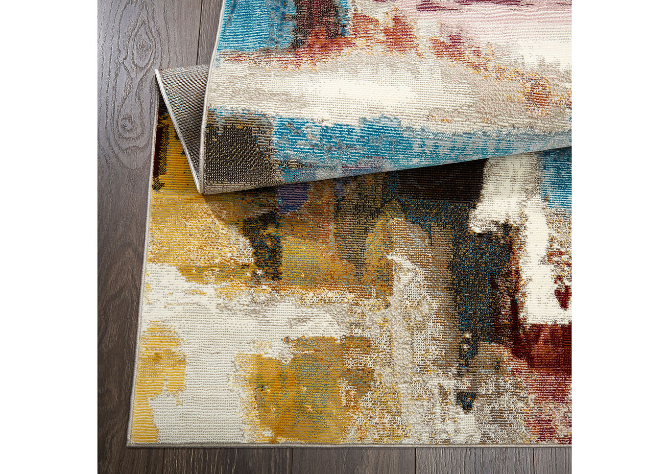 Home Dynamix Nicole Miller Parlin Yarrow Contemporary Area Rug 31"x47" Abstract Ivory/Blue/Gold,Home Dynamix