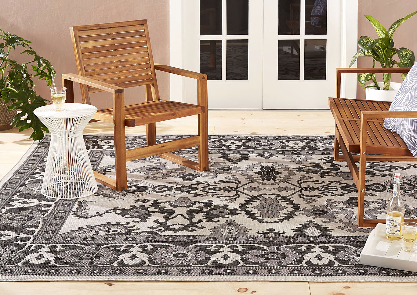 Patio Country Ayana Gray-Black Area Rug,Home Dynamix