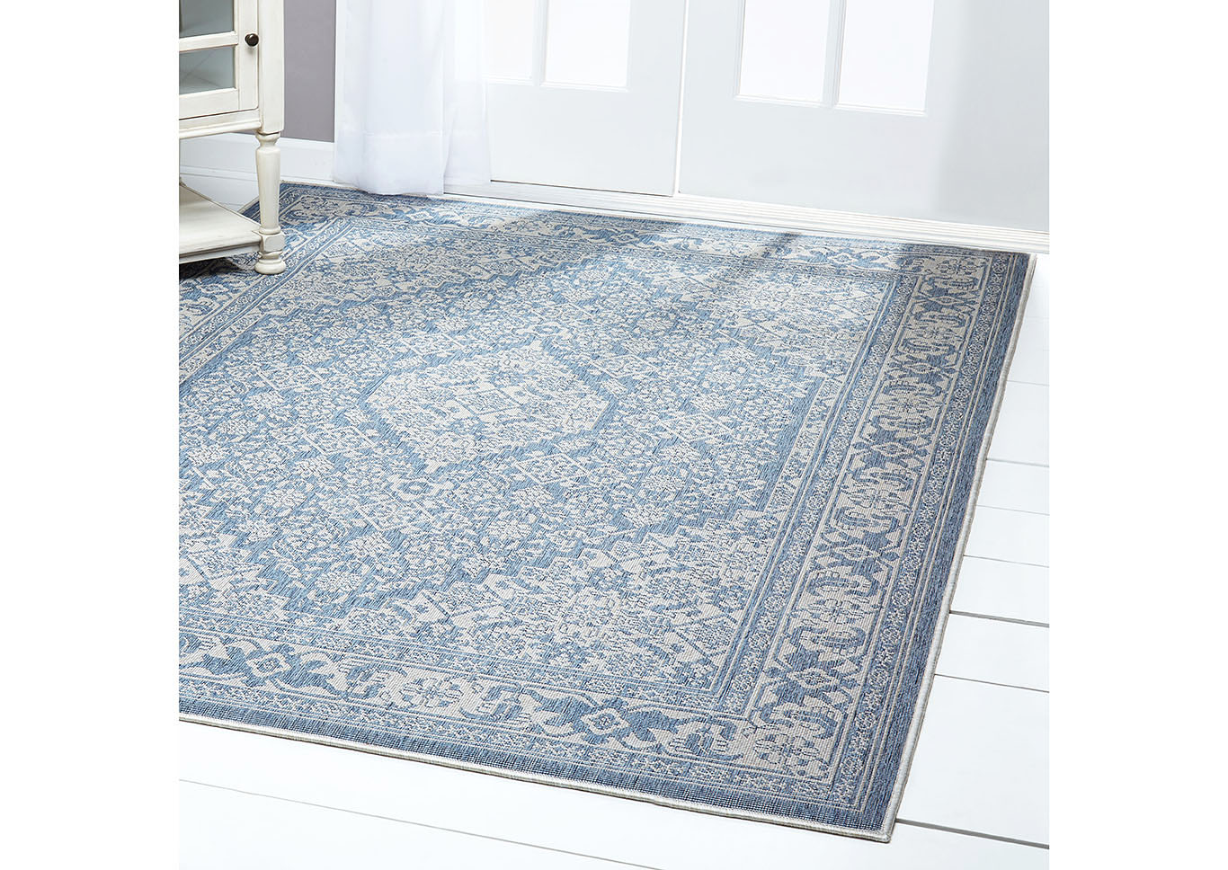Patio Country Dahlia Blue-Gray Area Rug,Home Dynamix