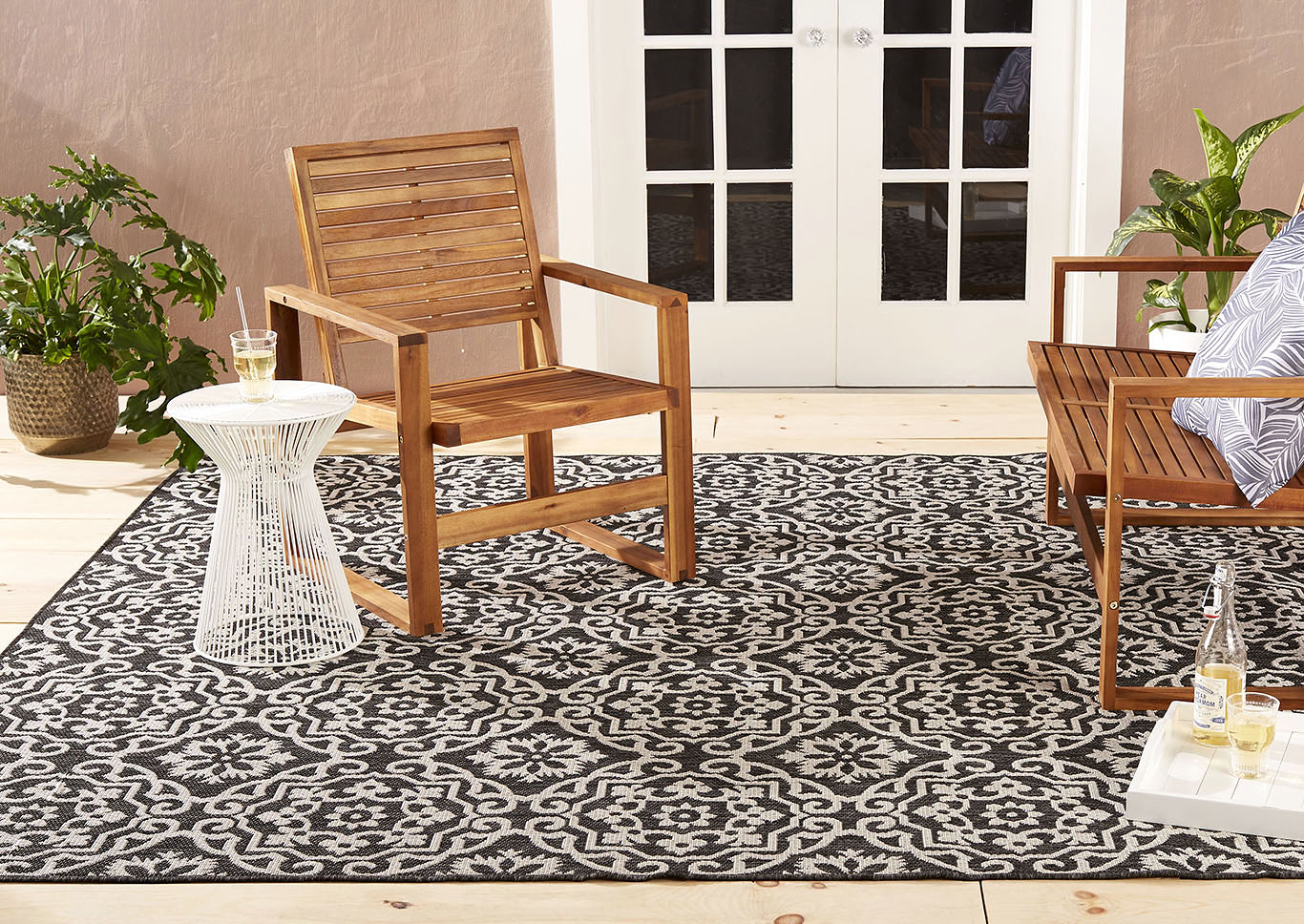 Patio Country Danica Black-Gray Area Rug,Home Dynamix