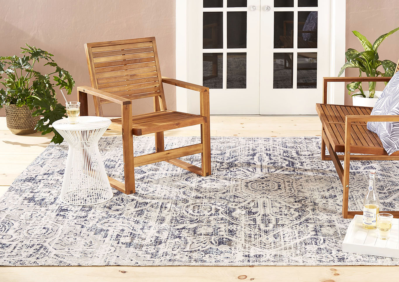 Patio Sofia Fleur Navy Blue Area Rug,Home Dynamix