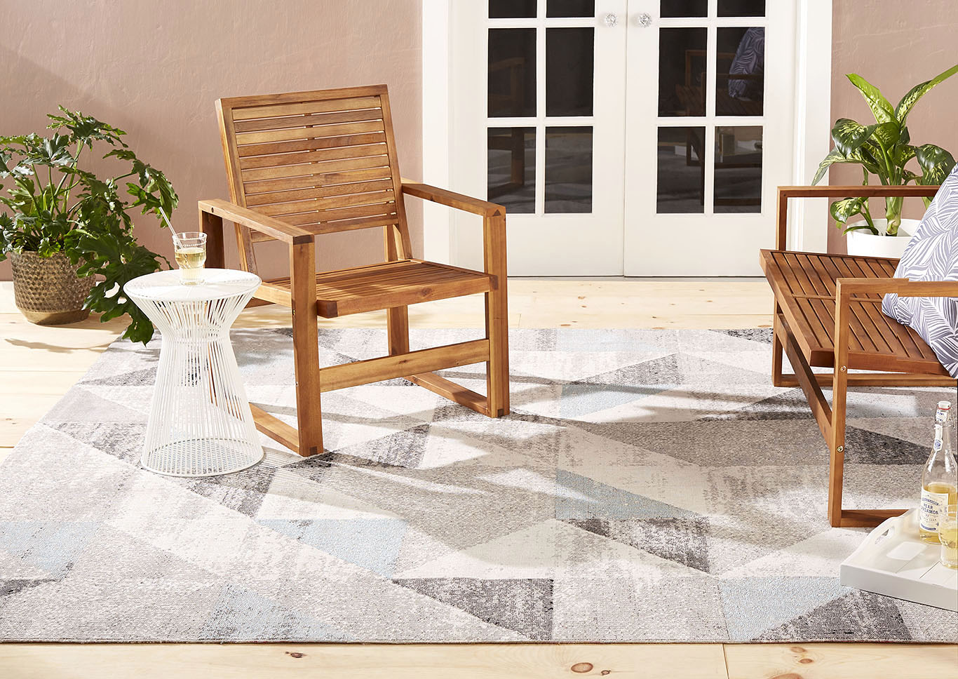 Patio Sofia Holly Gray-Blue Area Rug,Home Dynamix