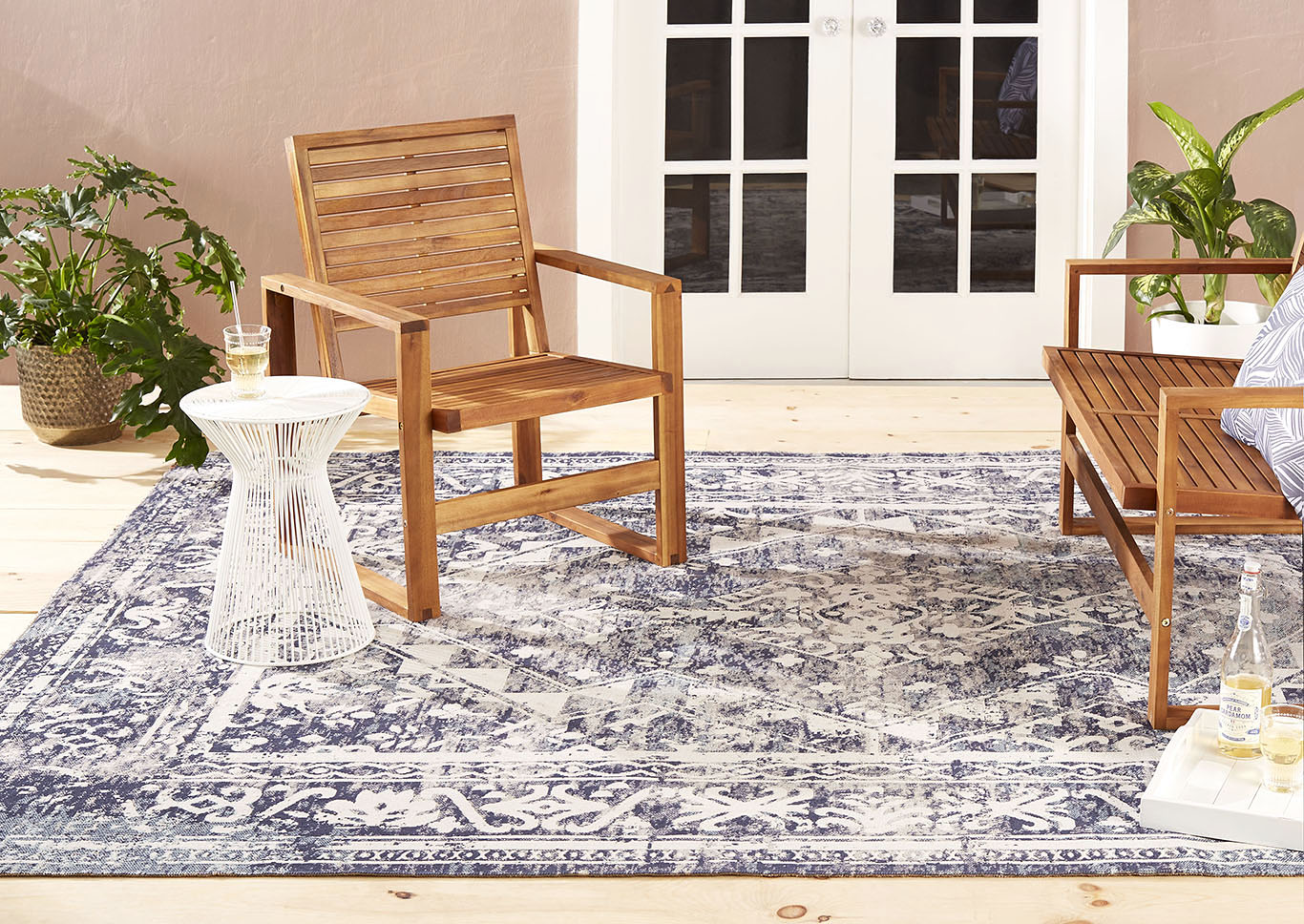 Patio Sofia Ivy Navy Blue Area Rug,Home Dynamix