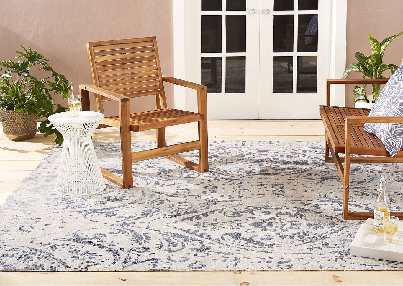 Patio Sofia Juniper Ivory-Blue Area Rug,Home Dynamix