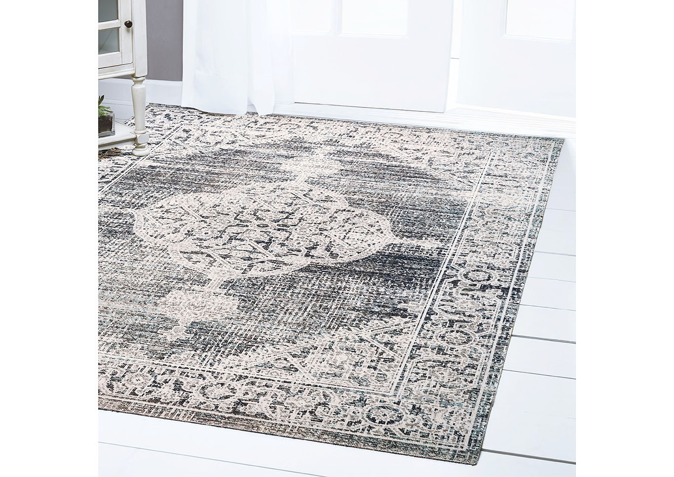 Patio Sofia Magnolia Navy Blue Area Rug,Home Dynamix