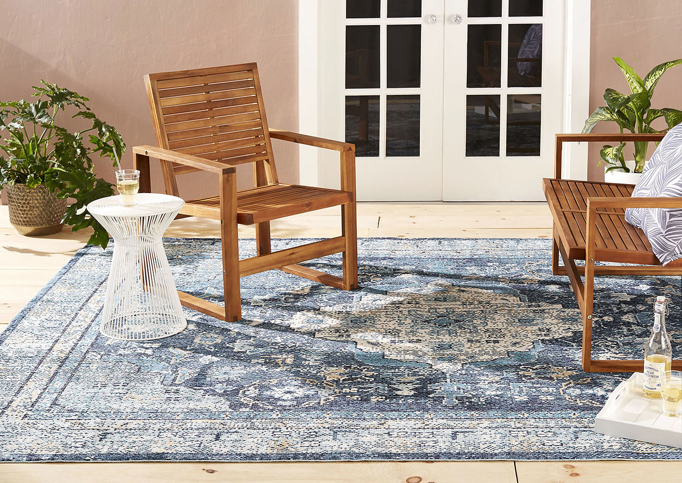 Patio Starlight Willow Navy Blue Area Rug,Home Dynamix