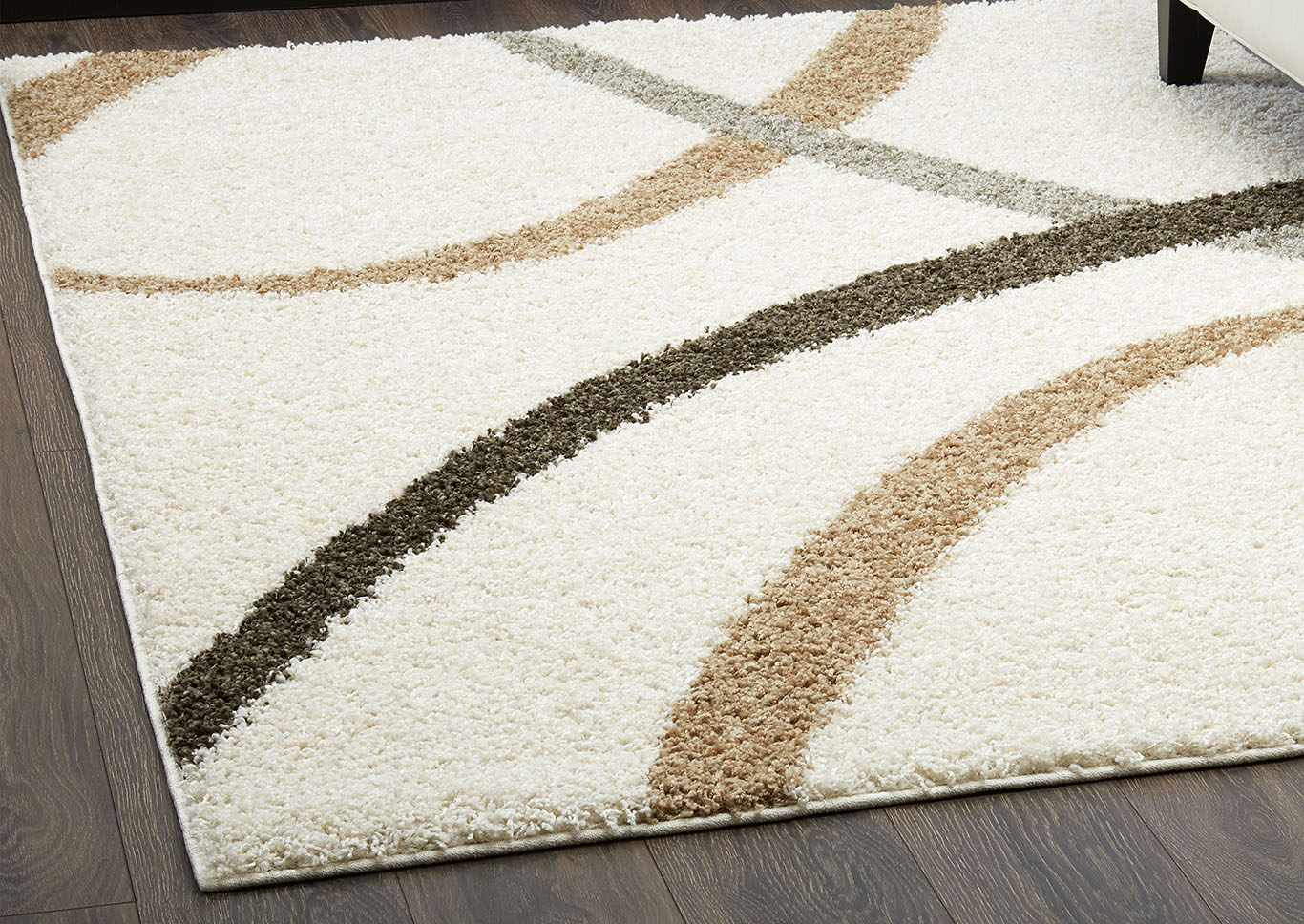 Home Dynamix Nicole Miller Synergy Quill Shag Area Rug 20"x31" Abstract White/Beige,Home Dynamix