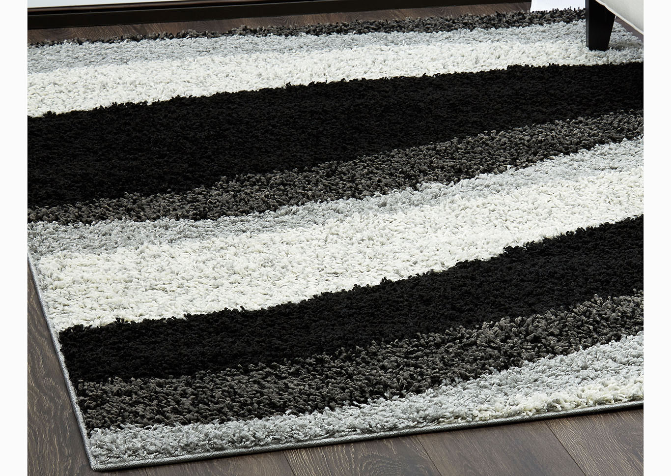 Home Dynamix Nicole Miller Synergy Blaise Shag Area Rug 20"x31" Striped Gray/White,Home Dynamix