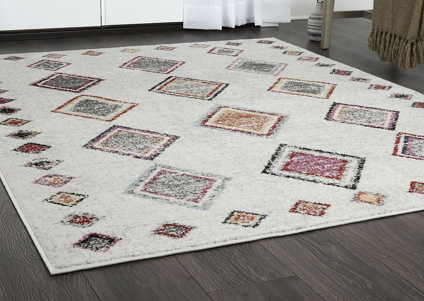 Home Dynamix Nova Rose Scandinavian Area Rug 5'2"x7'2" Geometric Ivory/Red/Pink,Home Dynamix