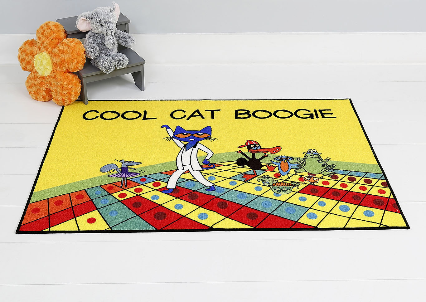 Home Dynamix Pete The Cat Cool Cat Boogie Kids Kids Area Rug 4'11"x6'6" Graphic/Print Yellow/Green,Home Dynamix