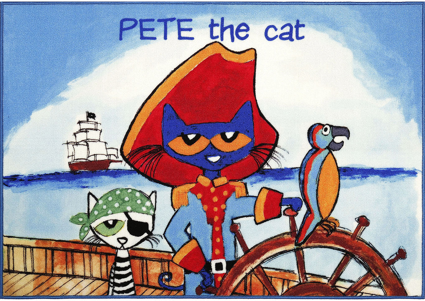 Home Dynamix Pete The Cat Elementary Kids Kids Area Rug 35.4"x51" Graphic/Print Blue/Red/Ivory,Home Dynamix