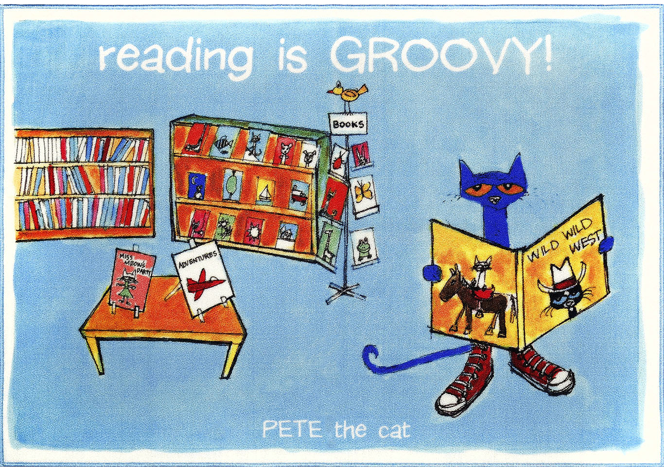 Home Dynamix Pete The Cat Elementary Kids Kids Area Rug 35.4"x51" Graphic/Print Blue/Ivory/Red,Home Dynamix