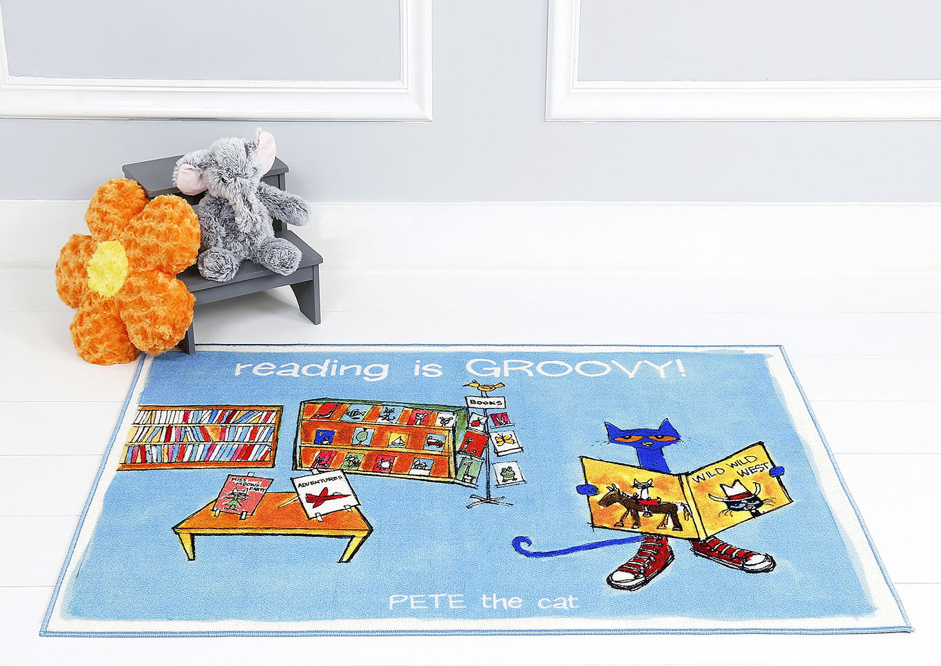 Home Dynamix Pete The Cat Elementary Kids Kids Area Rug 35.4"x51" Graphic/Print Blue/Ivory/Red,Home Dynamix