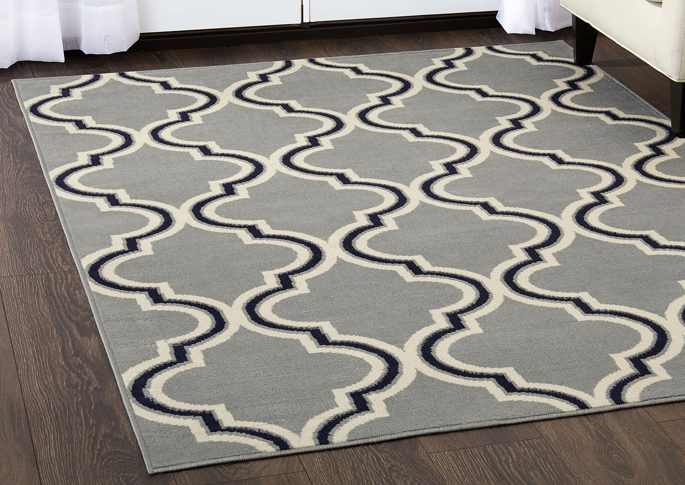 Home Dynamix Premium Alanya Contemporary Area Rug 7'8"x10'7" Trellis Gray/Ivory/Navy Blue,Home Dynamix