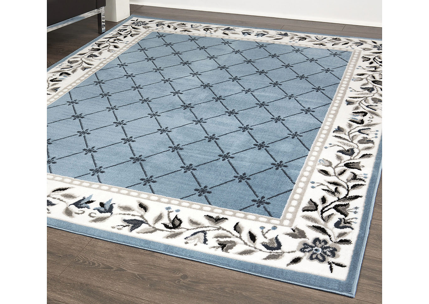 Premium Aydin Blue-Ivory Area Rug,Home Dynamix