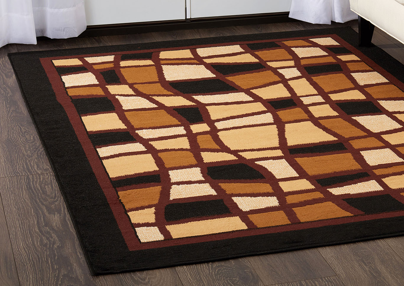 Home Dynamix Premium Ordu Contemporary Area Rug 5'2"x7'4" Geometric Black/Brown/Beige,Home Dynamix