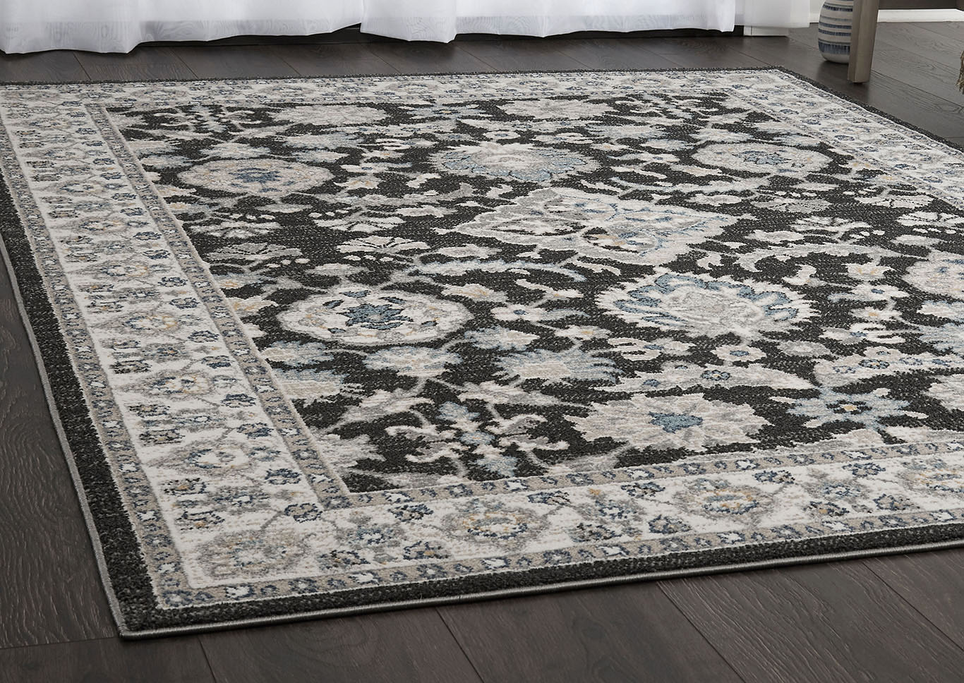 Home Dynamix Riviera Cruz Traditional Area Rug 5'2"x7'2" Damask Gray/Ivory/Blue,Home Dynamix