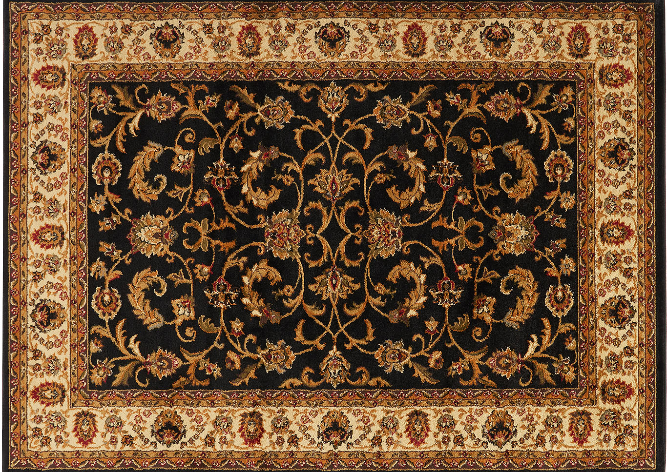 Home Dynamix Royalty Elati Traditional Area Rug 3 Piece Set Damask Black/Ivory,Home Dynamix