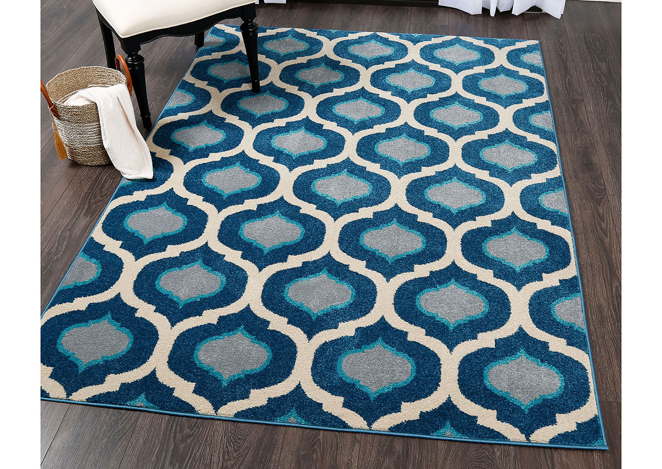 Home Dynamix Serena Taira Contemporary Area Rug 5'3"x7'2" Trellis Ivory/Navy Blue,Home Dynamix